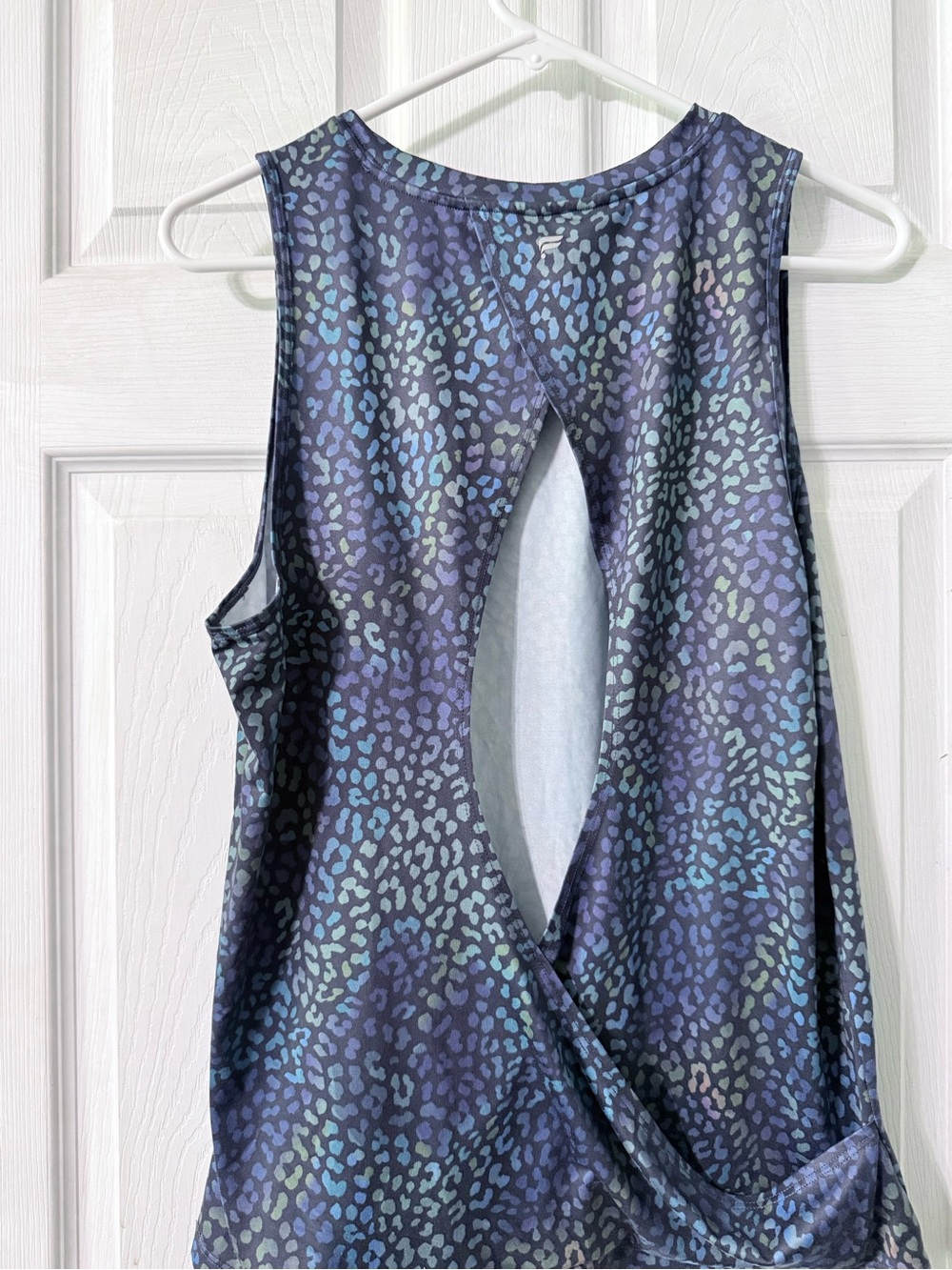 Fabletics Navy and Teal Leopard Print Athletic Tank - Picture 2 of 4